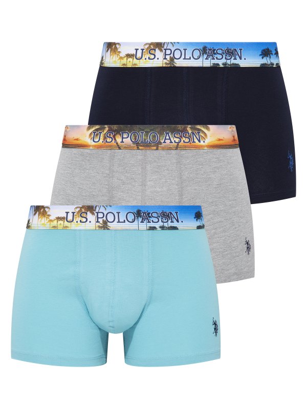 U.S. POLO ASSN. 3Pack boxerky 80434 modrá šedá mint | Vermali.cz